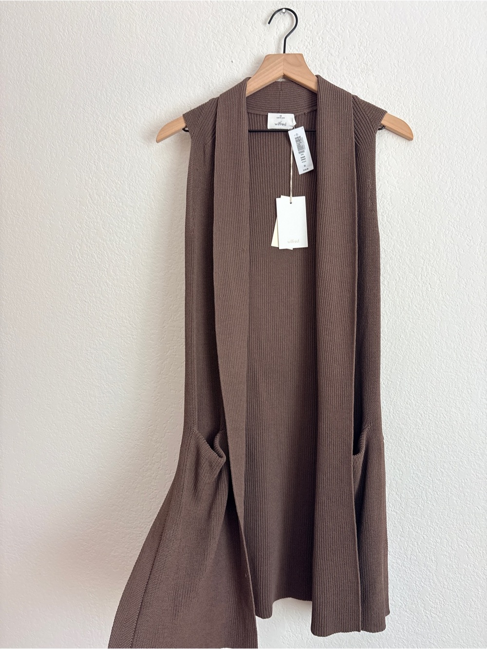 NWT Wilfred Dunkirk Sweater Sleeveless Ribbed Long Vest Chocolate Brown - Picture 6 of 11